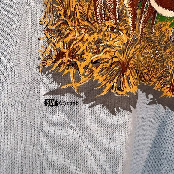New 1990 Deadstock Deer Buck Doe Grand Illusion Blue Sweatshirt Medium Hunter - Picture 4 of 10
